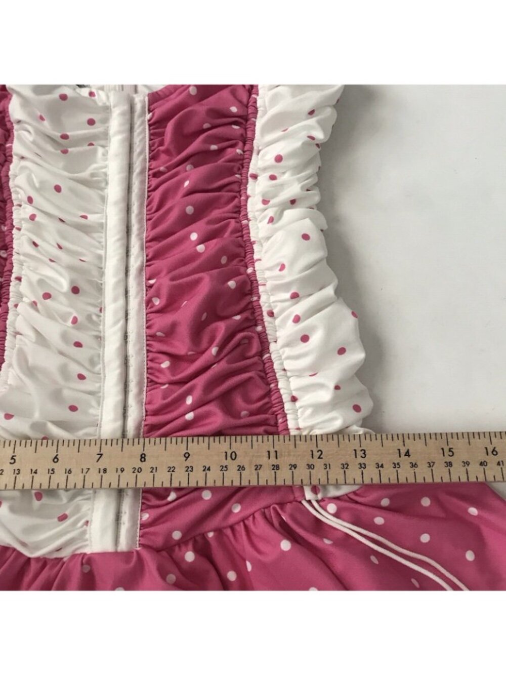 Ruffle Mini Dress S Polka Dot Pink Corset Ruched Dollcore Grunge Goth Fairy Kiki - Picture 11 of 15